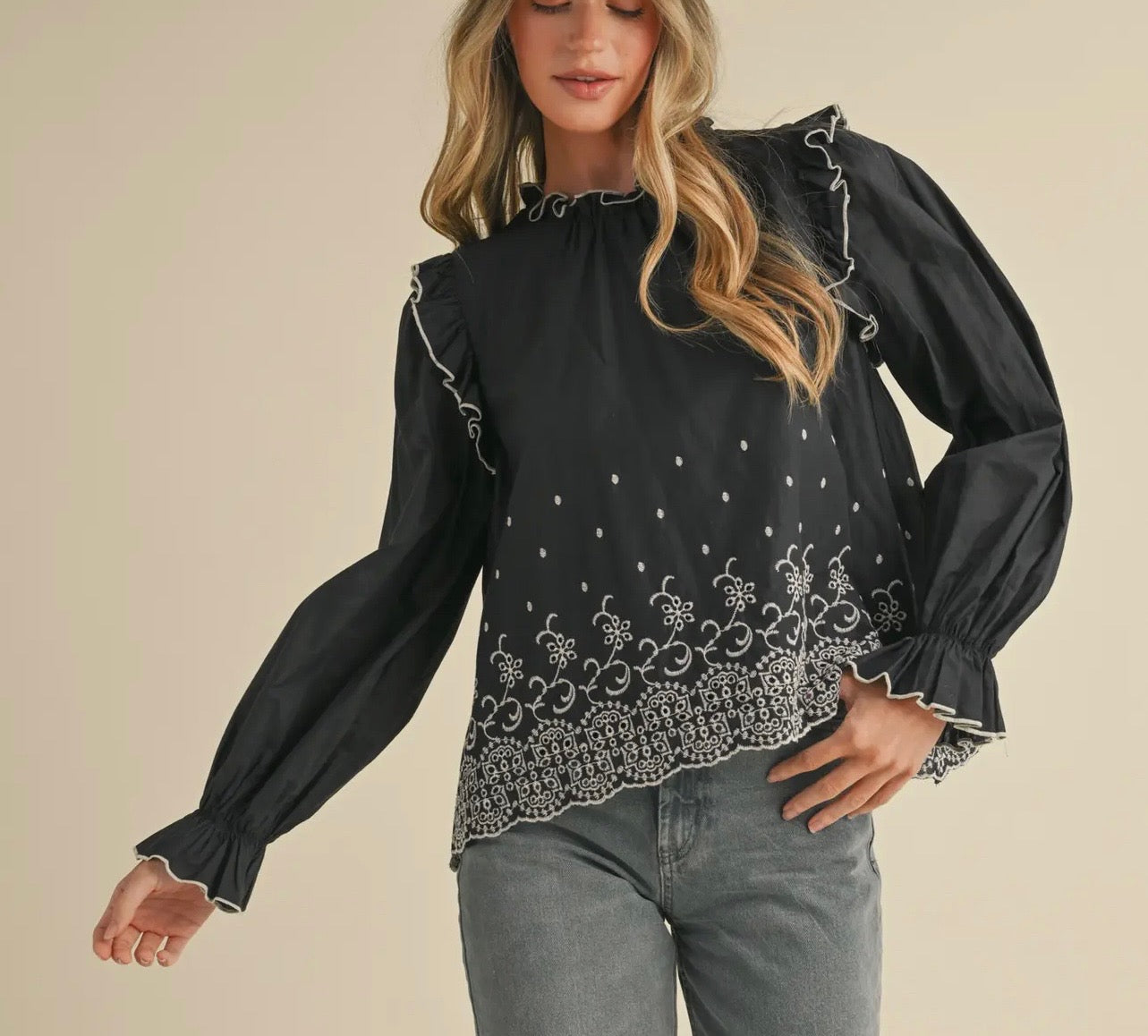 Black Embroidered Blouse