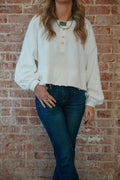 Cream Button Top
