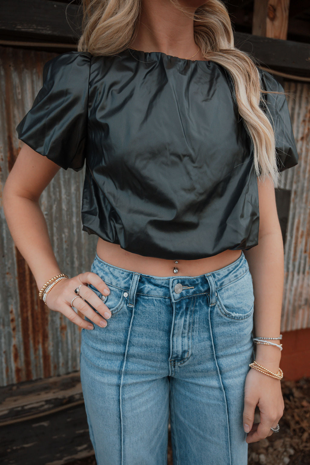 Leather Bubble Top