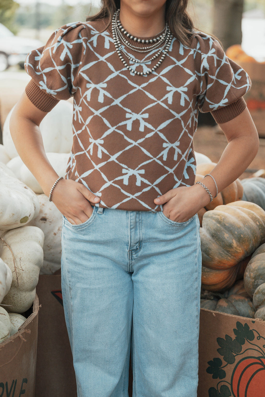 Brown Bow Sweater