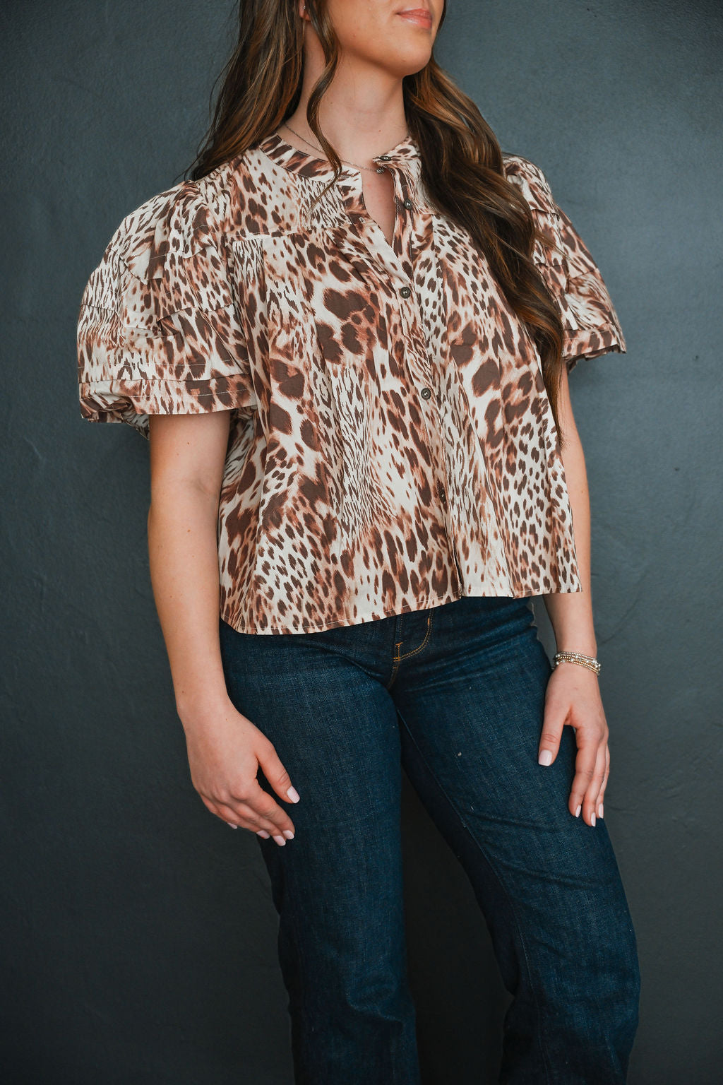Cheetah Ruffle Blouse