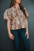 Cheetah Ruffle Blouse