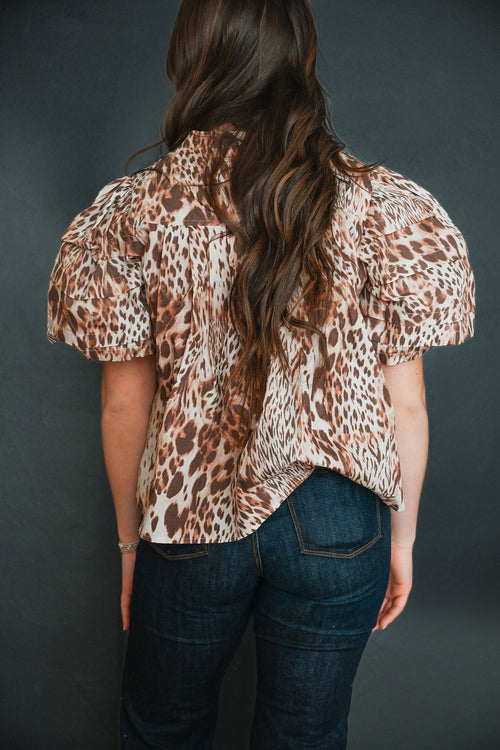 Cheetah Ruffle Blouse
