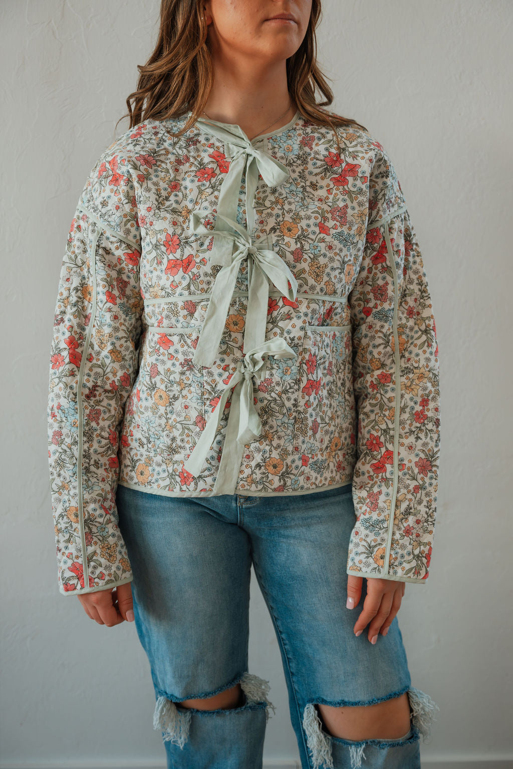 Floral Tie Front Jacket